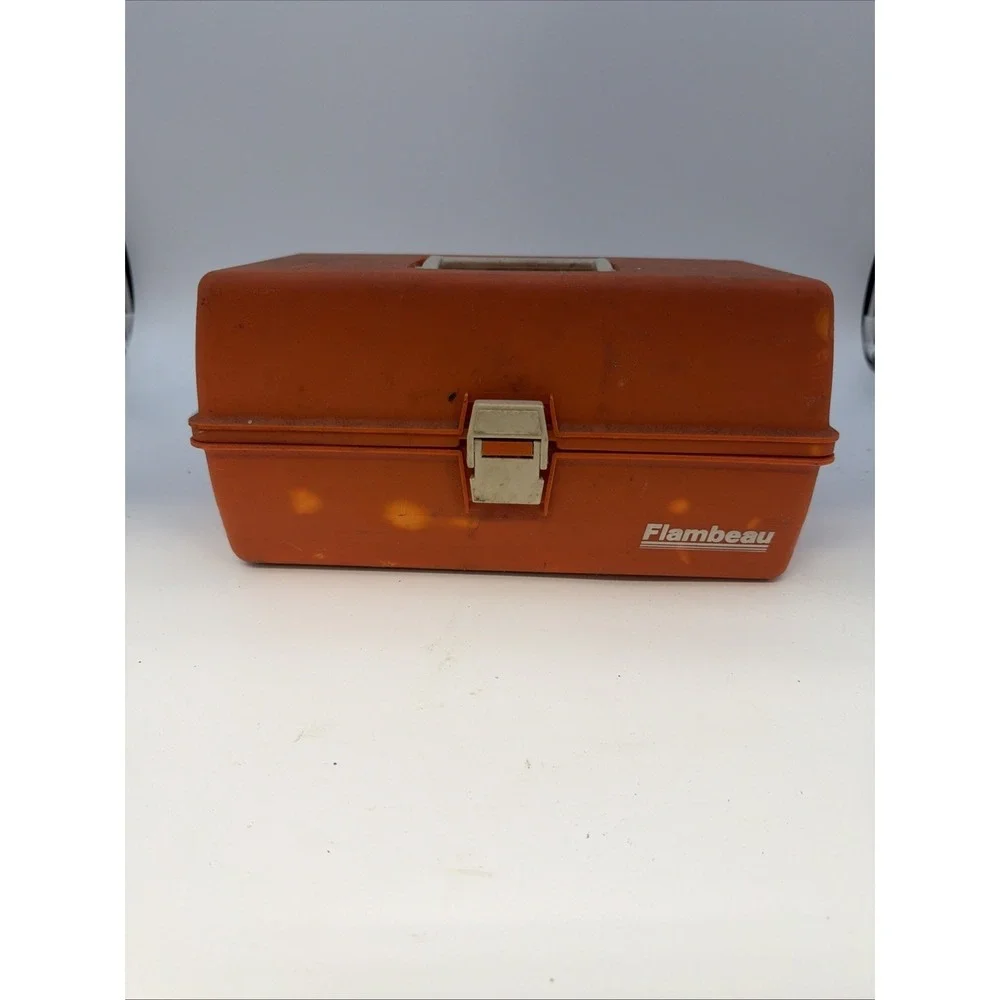 Flambeau Tackle Box PA-102 Orange Two Shelf Fishing USA Vtg
